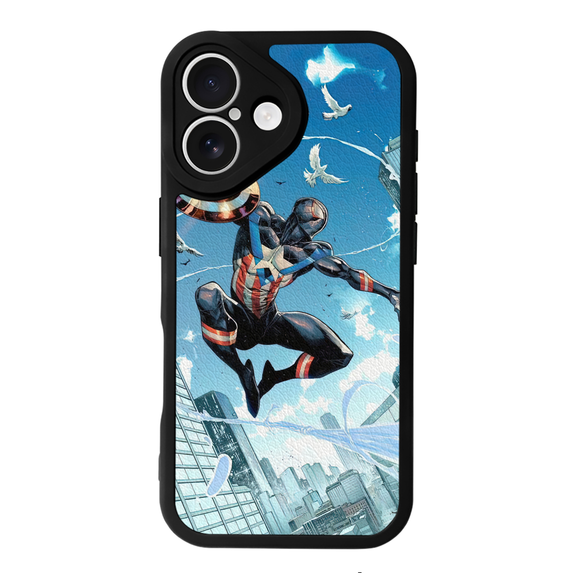 Spider Man スパイダーマン 【iPhone 16シリーズ対応】シリコンスマホケース（レザー調） 材質：シリコン